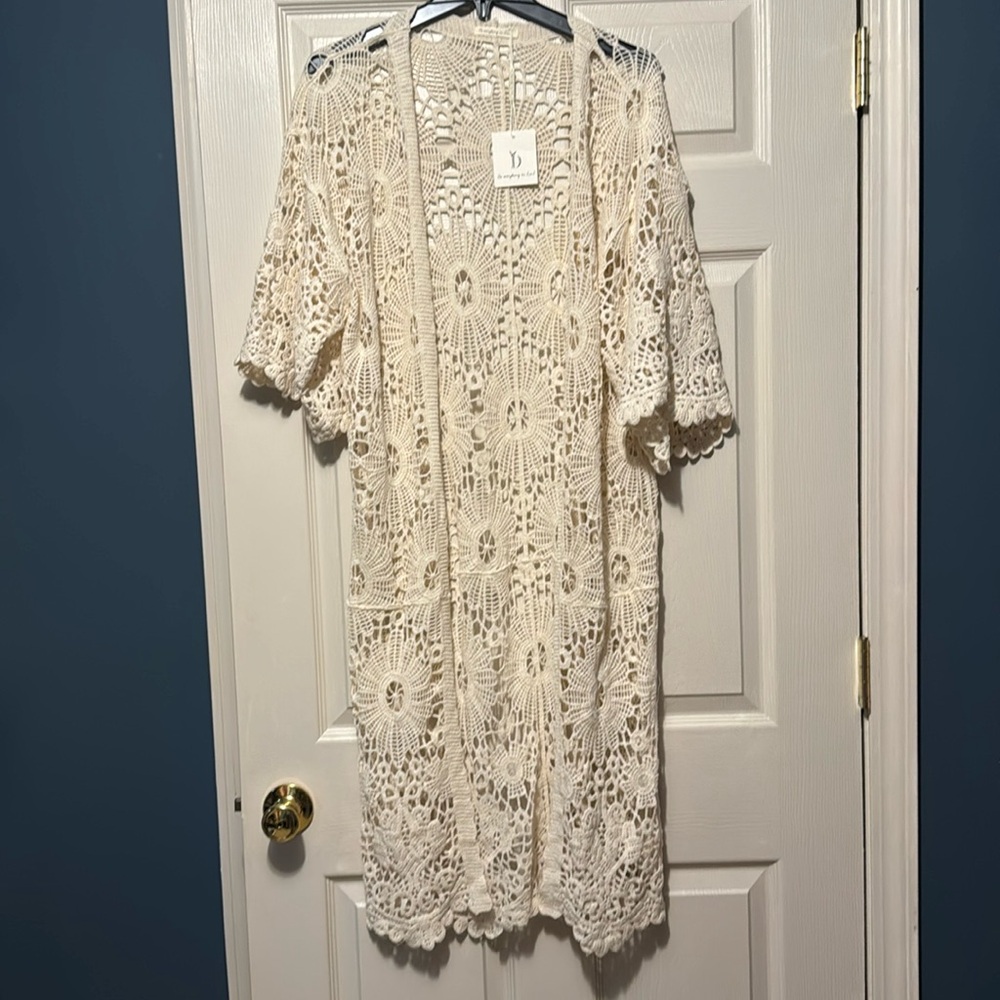 Chic Crochet Cream Cardigan